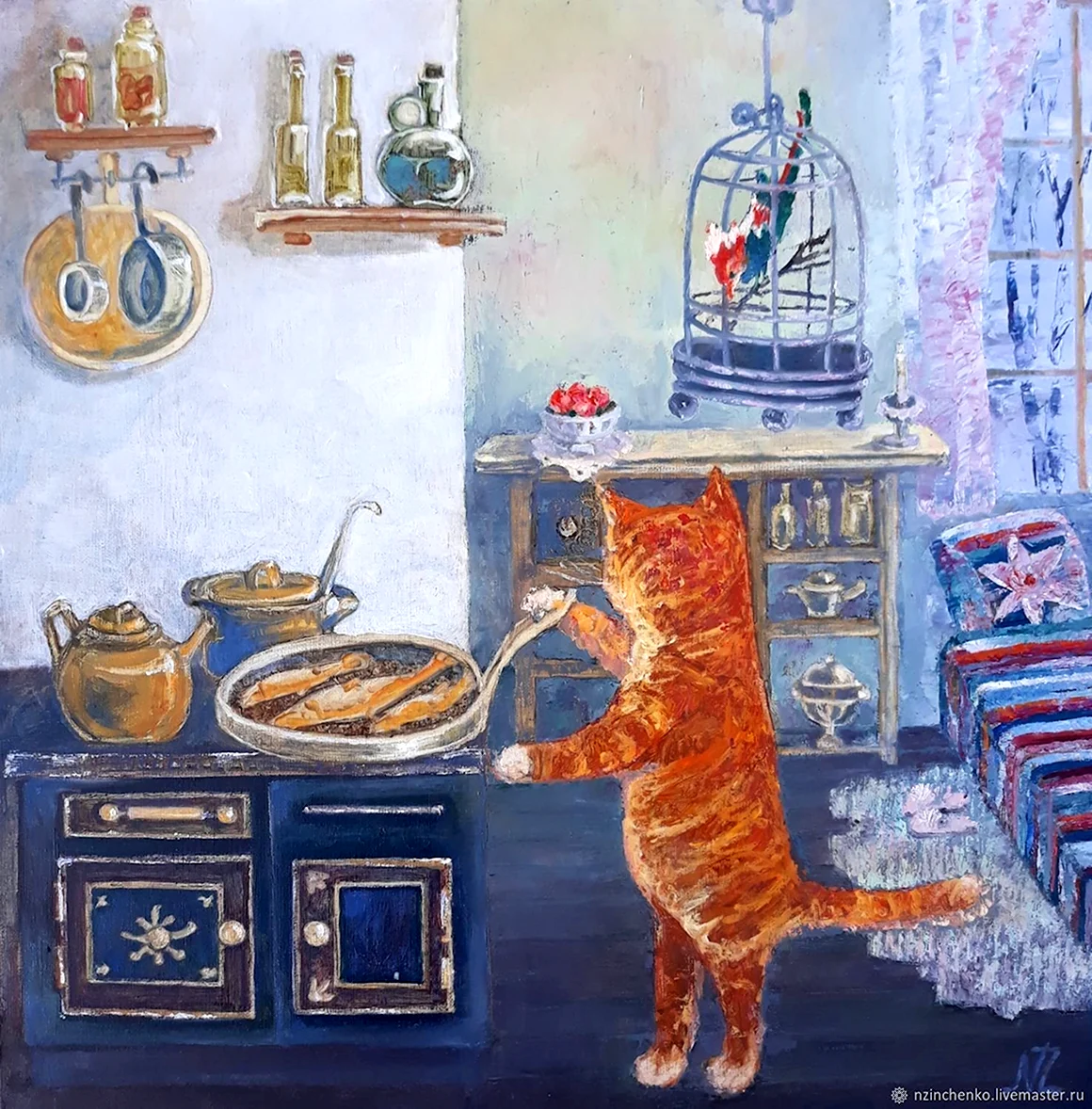 Кот на печи