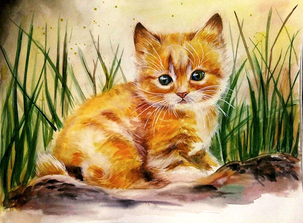 Котенок гуашью