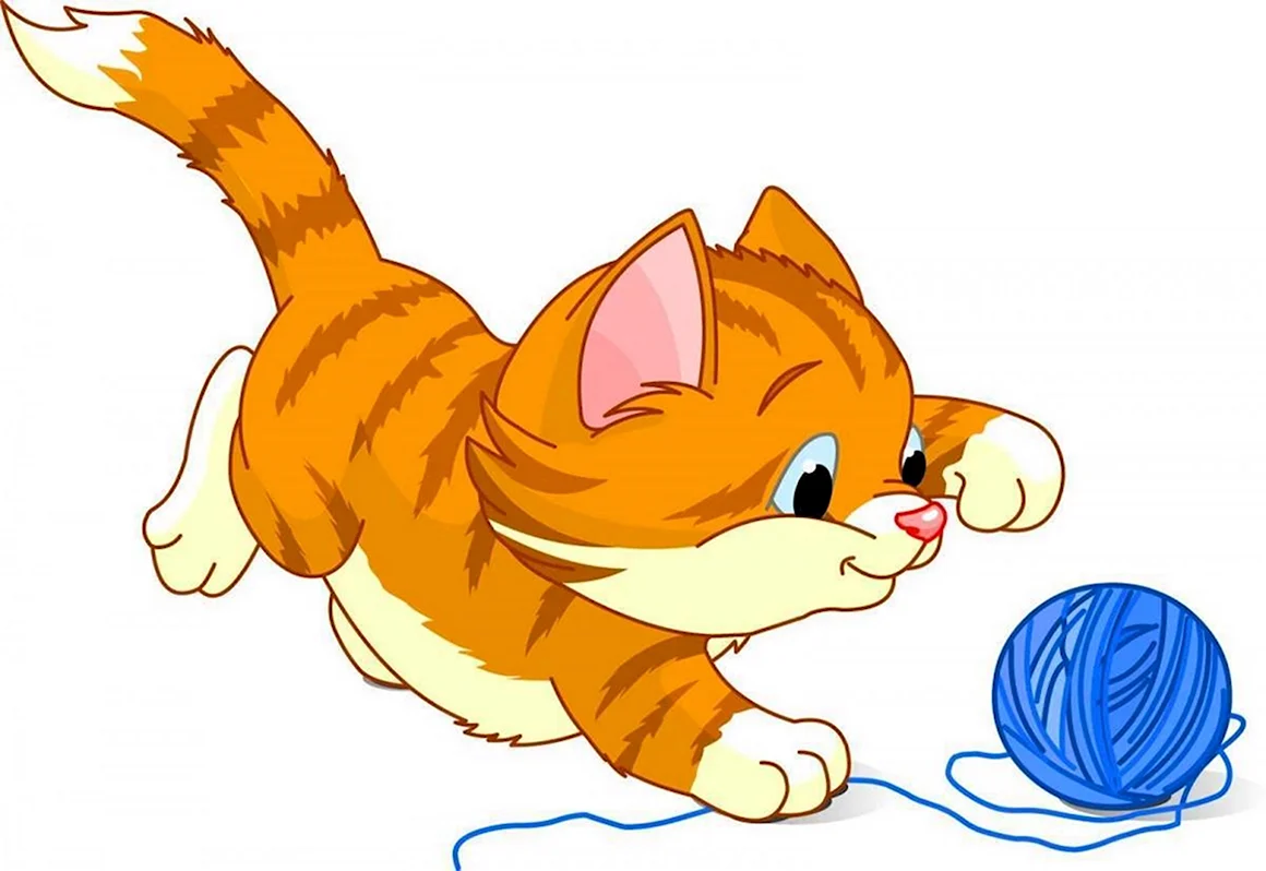 Котенок с клубком мультяшный