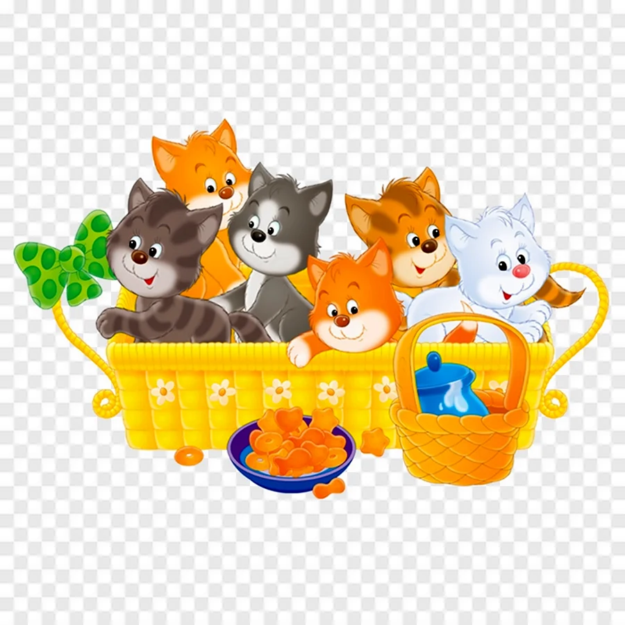 Котята в корзинке мультяшные