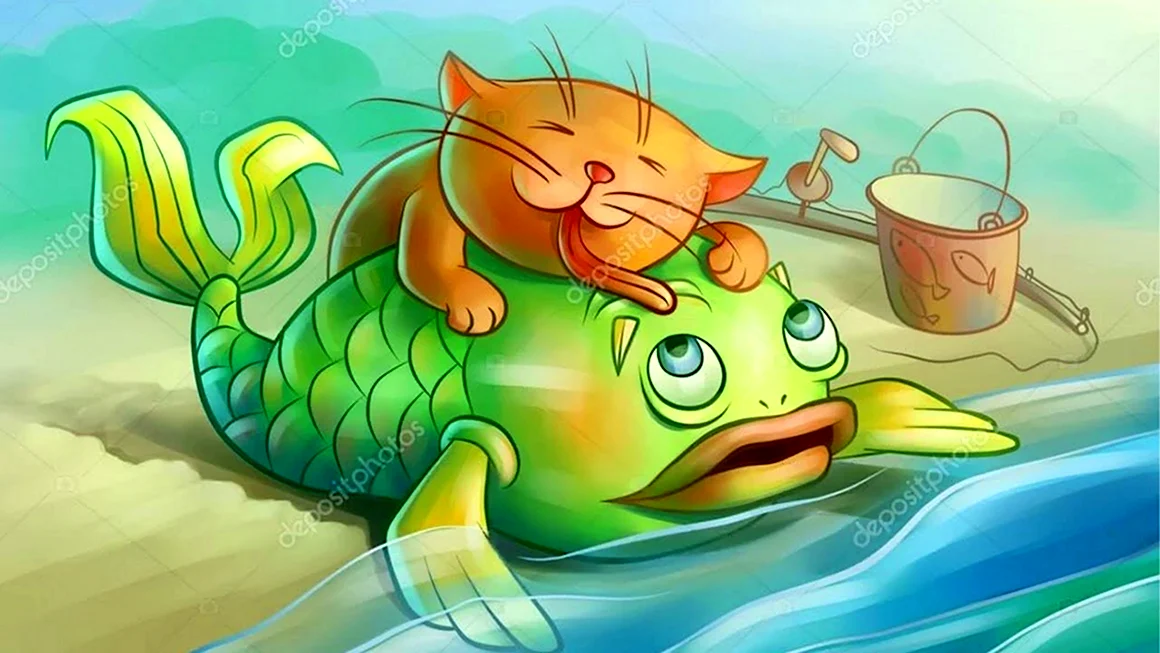 Котик любит рыбку