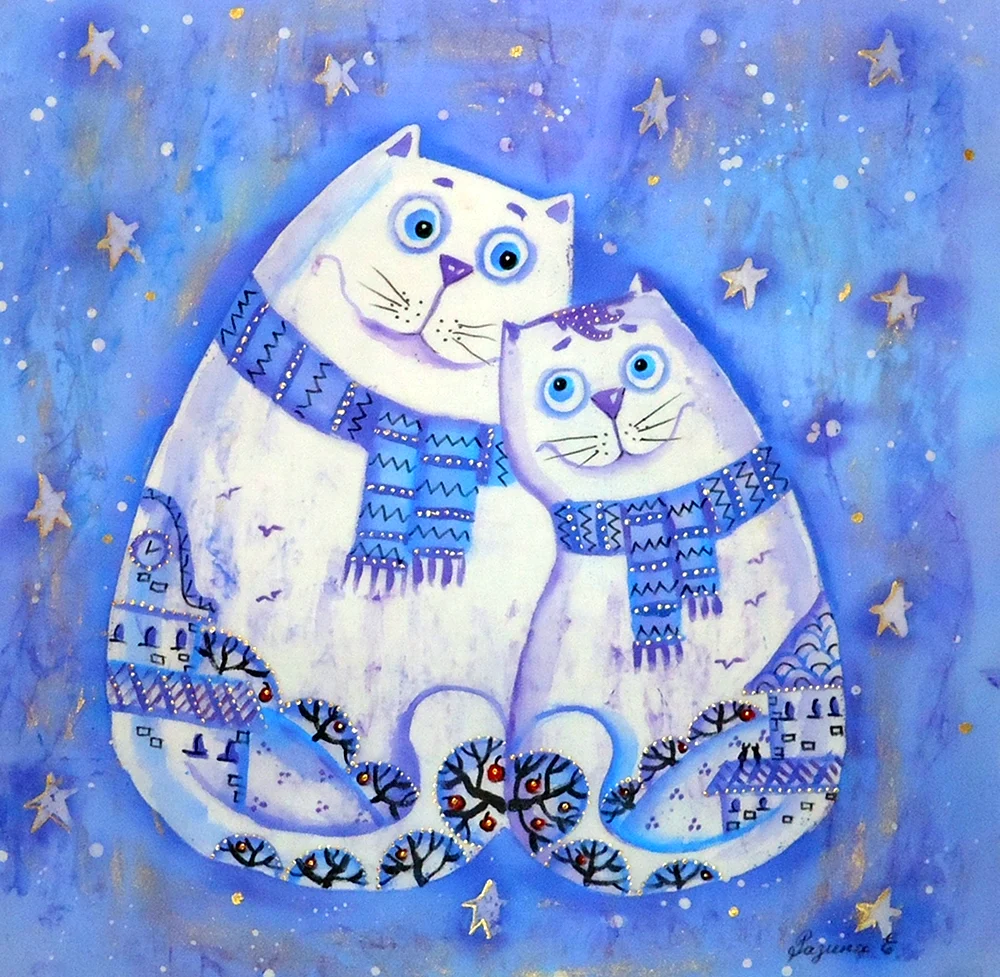 Коты Елены Разиной батик