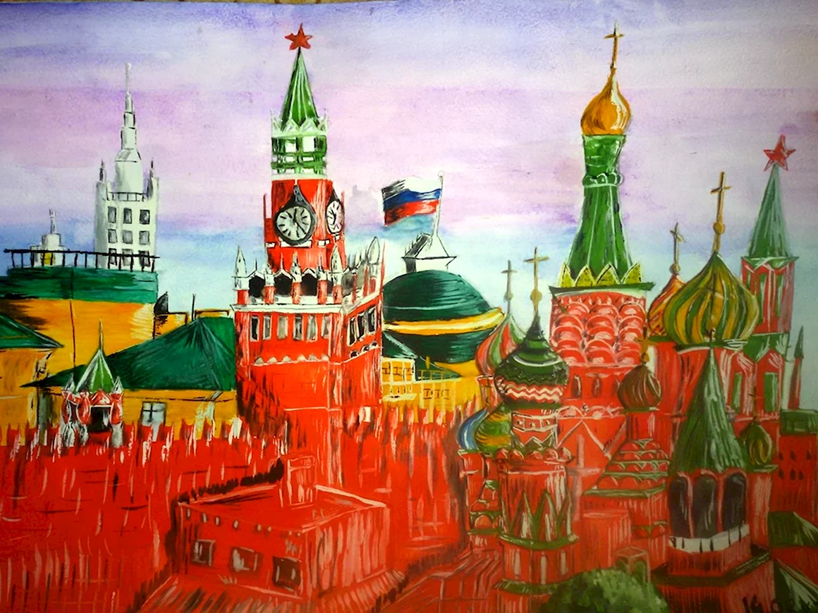 Кремль гуашью