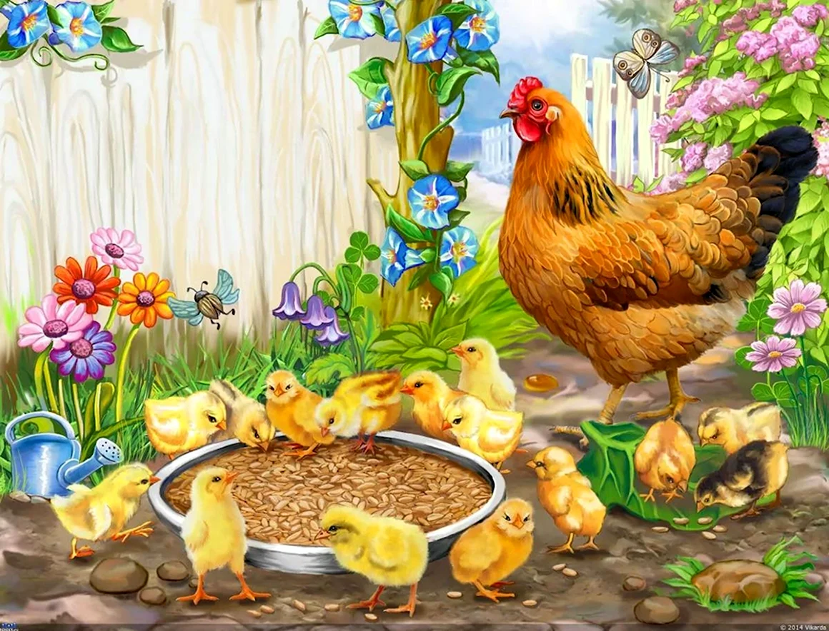 Курица с цыплятами