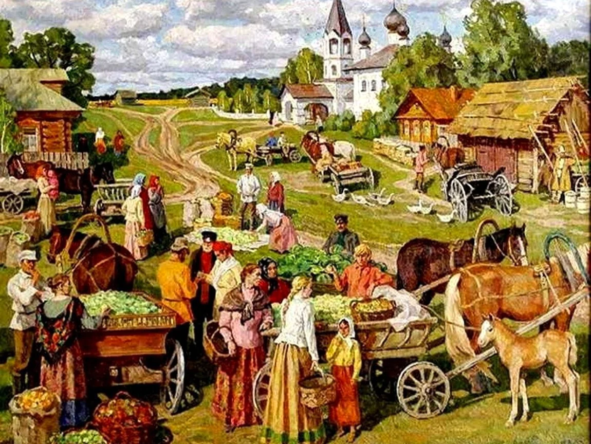 Кустодиев яблочный спас