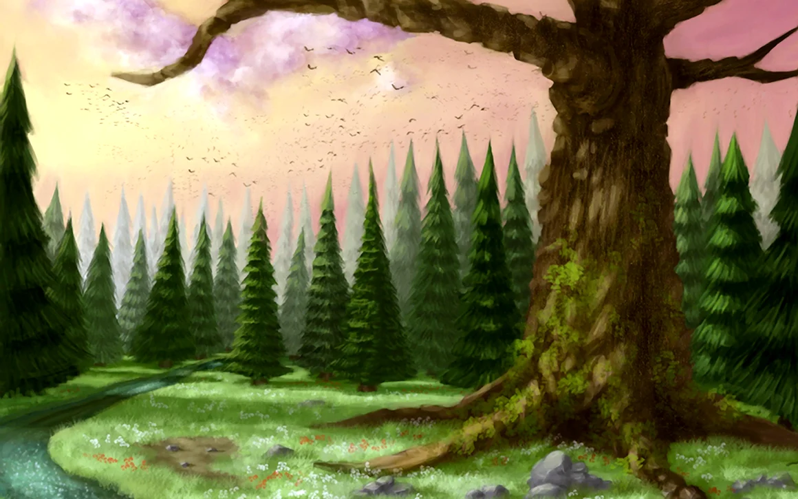 Лес рисунок