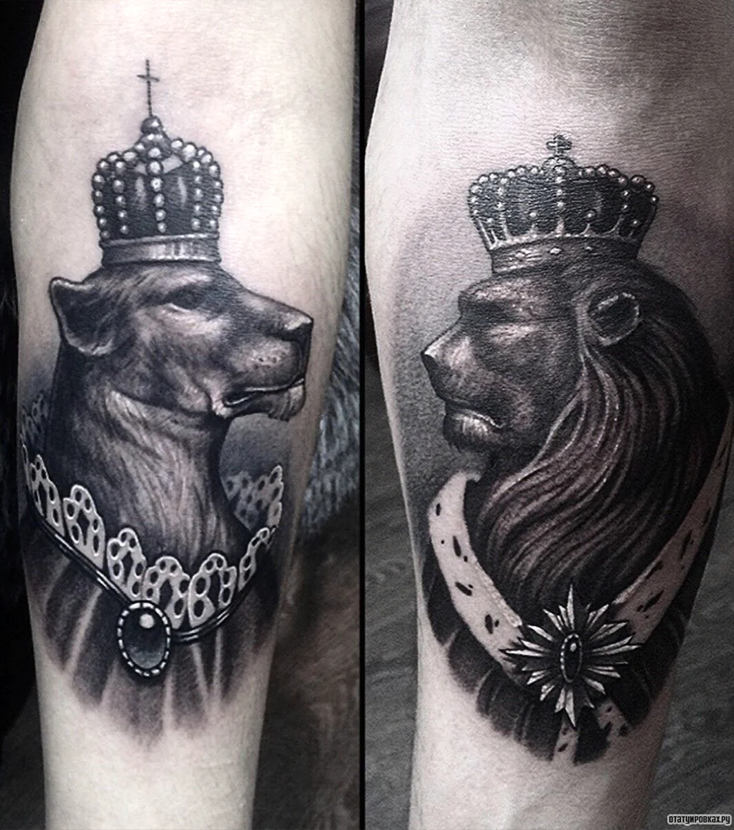 Лев и львица с короной