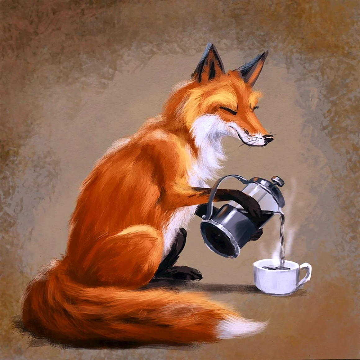 Лис с кофе