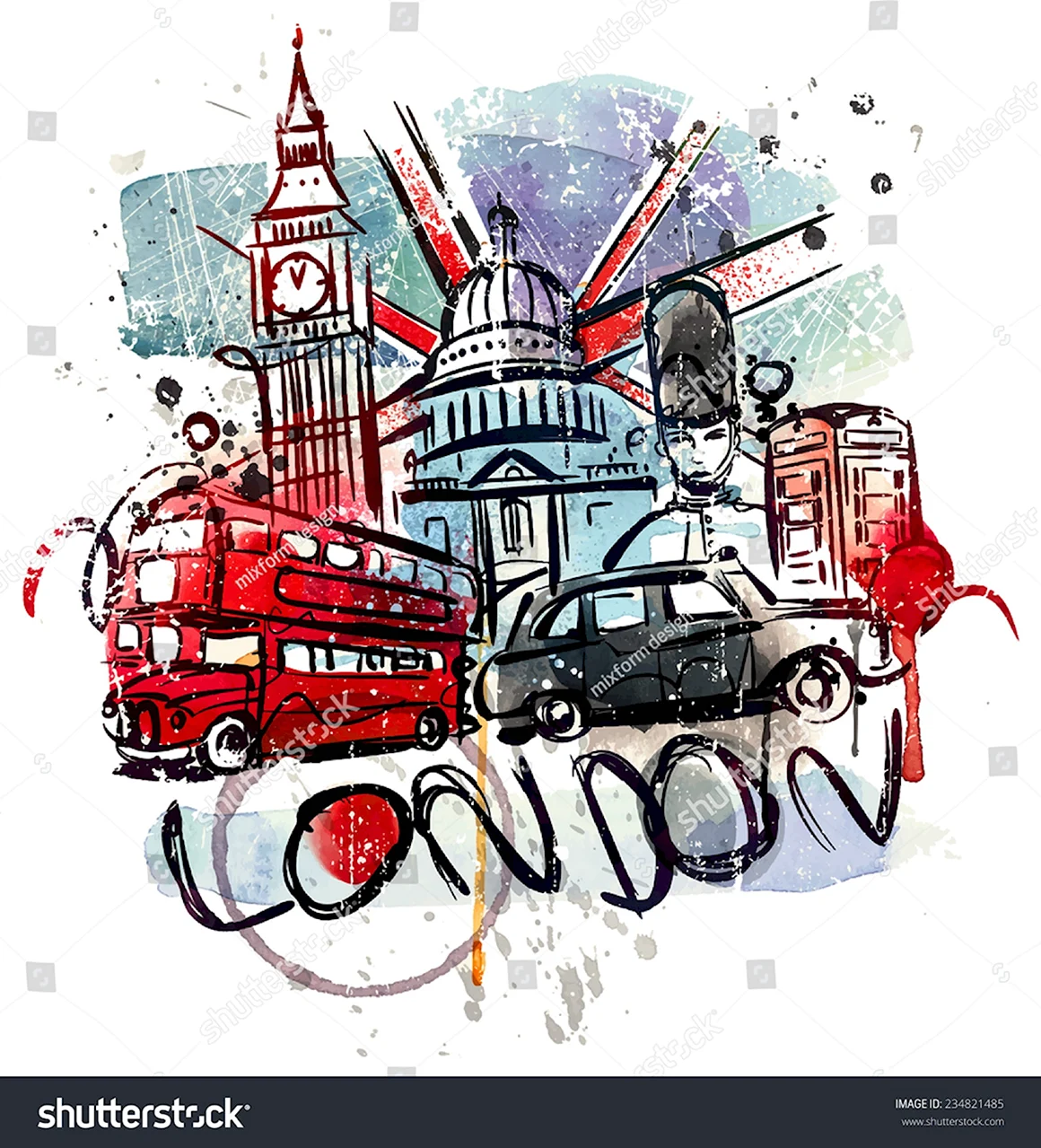 Лондон акварель