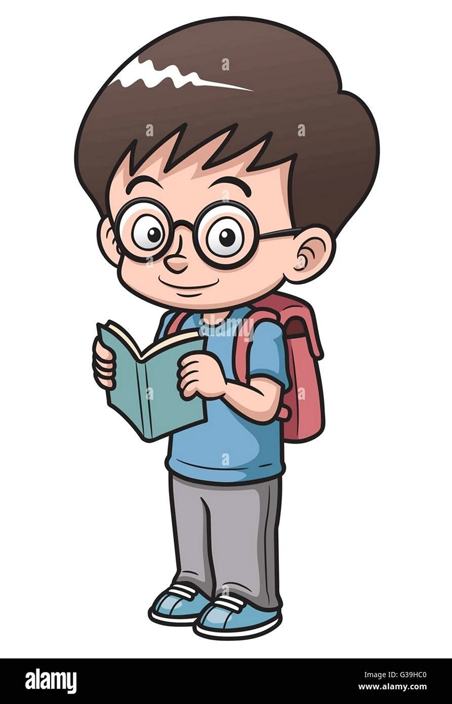 Мальчик в очках с книгой
