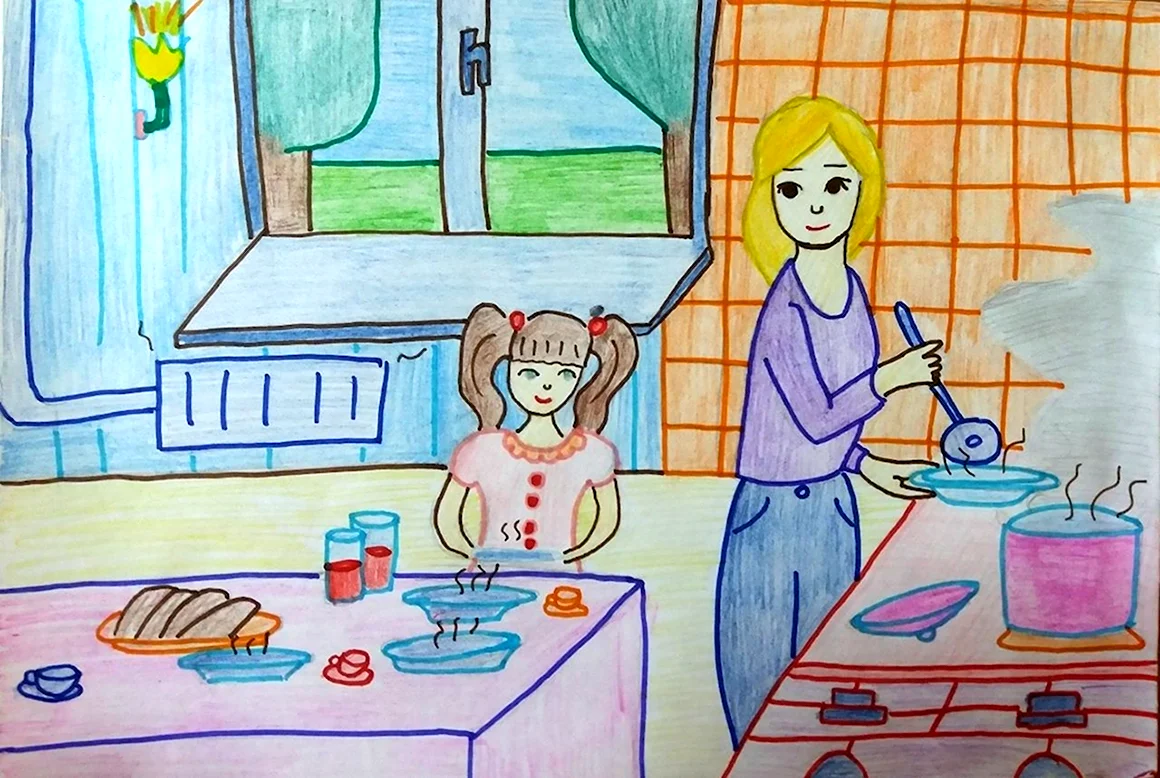 Мамины помощники рисунки