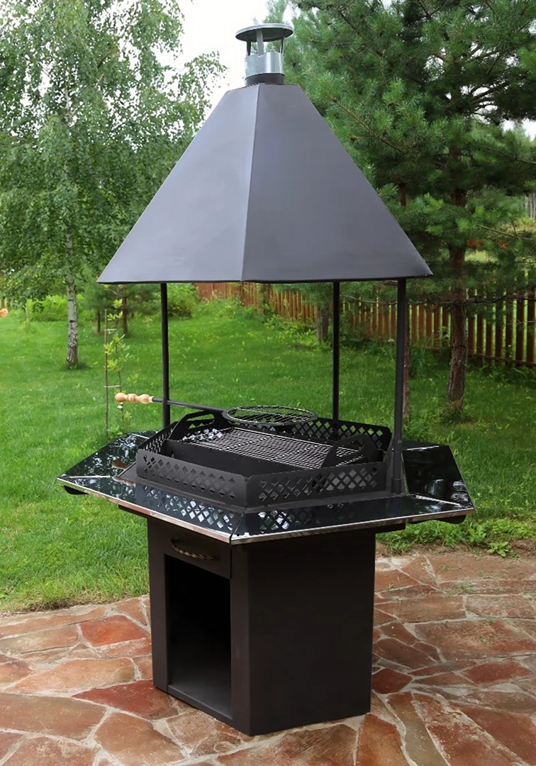 Мангал с крышей Grill area 1402х1186х2094см сталь 3мм