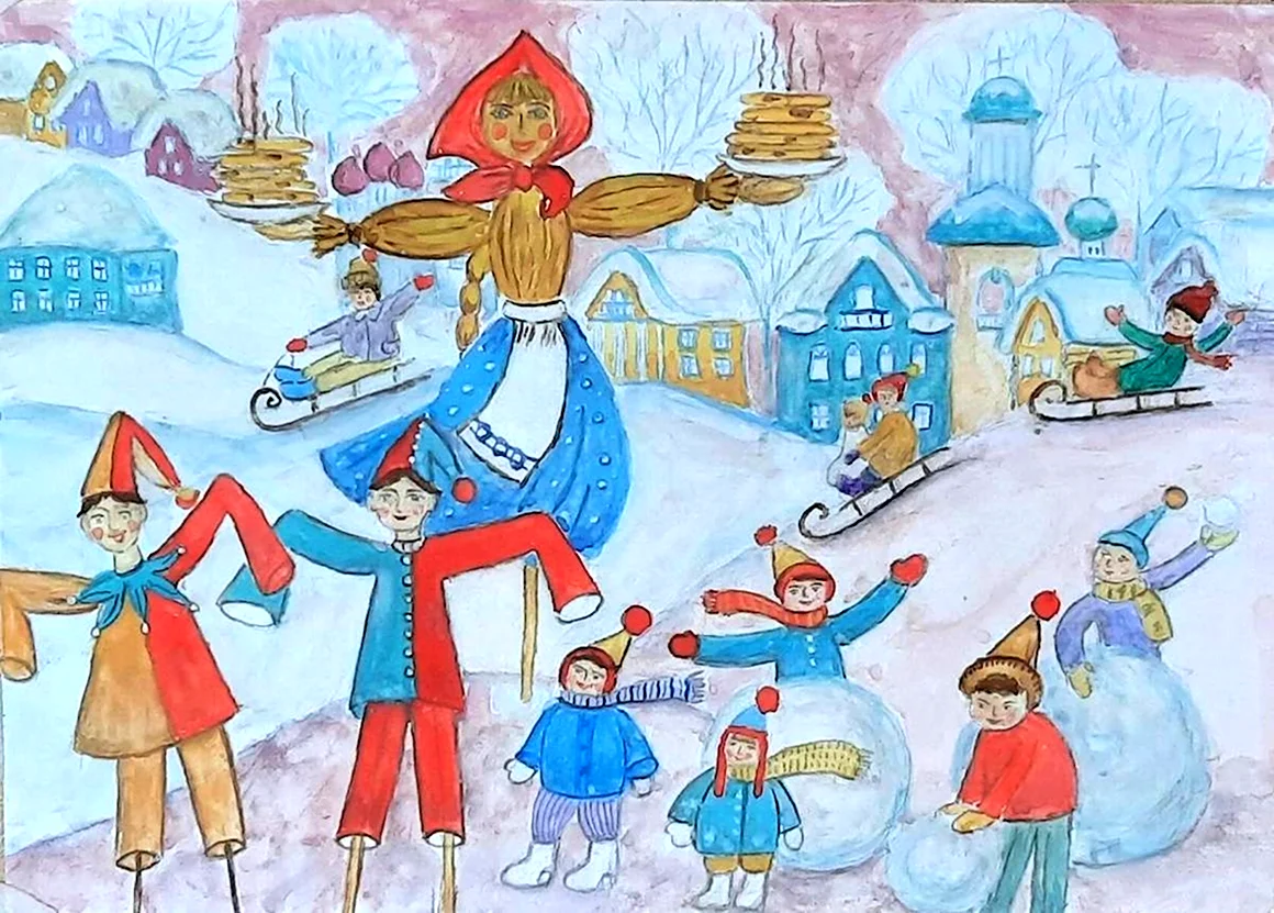 Масленичные гуляния рисунок