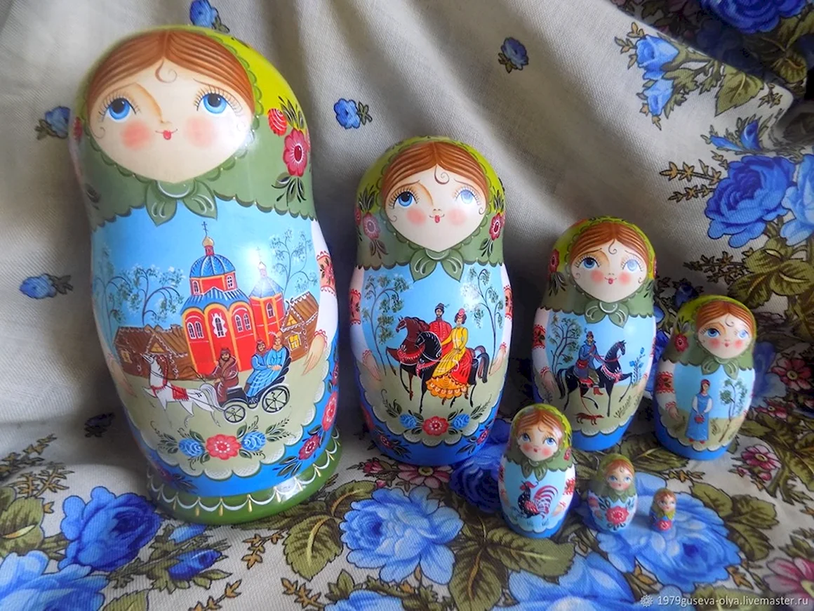 Матрешка Городецкая роспись