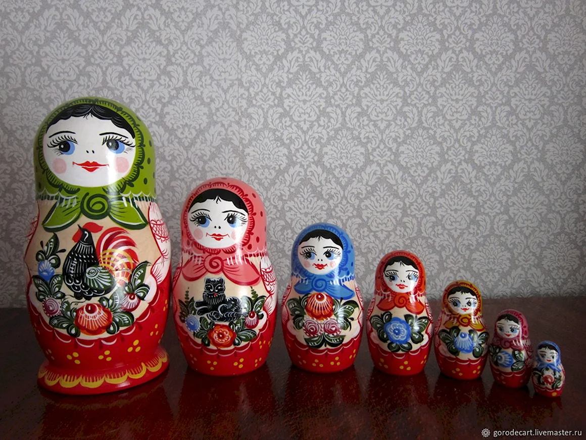 Матрешка Городецкая роспись