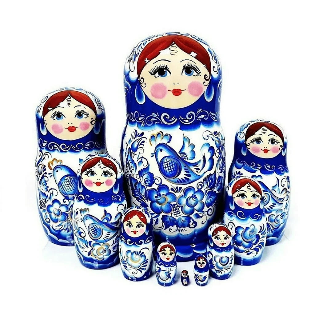 Матрешка Гжель Хохлома