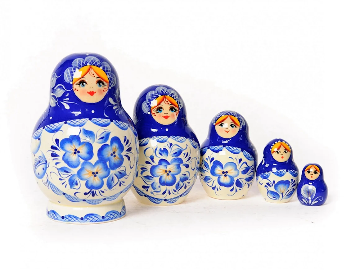 Матрешка Гжель Хохлома