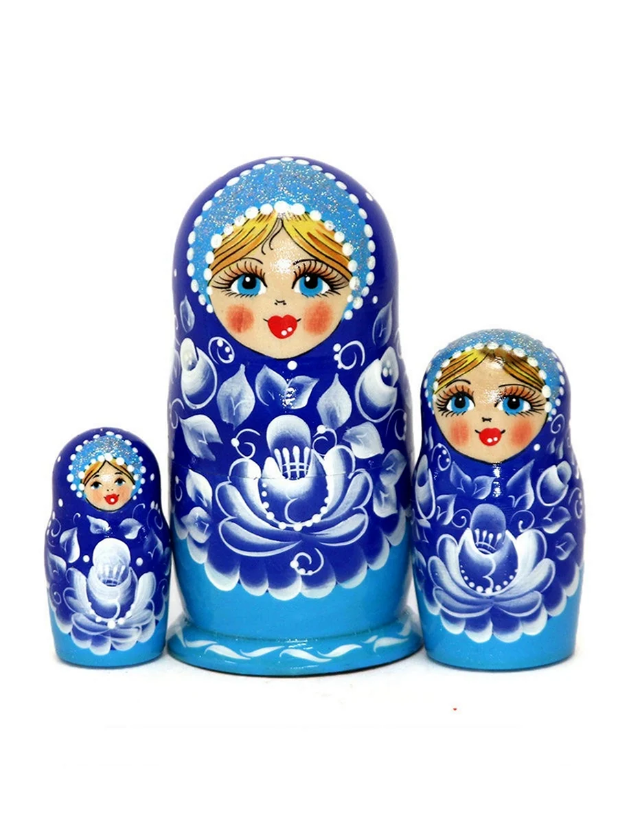 Матрешка Гжельская роспись
