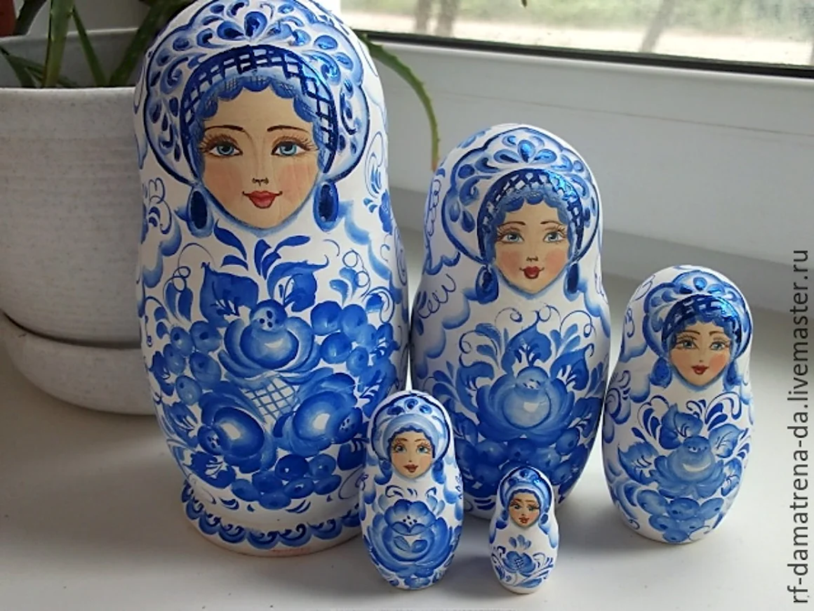 Матрешка роспись Гжель