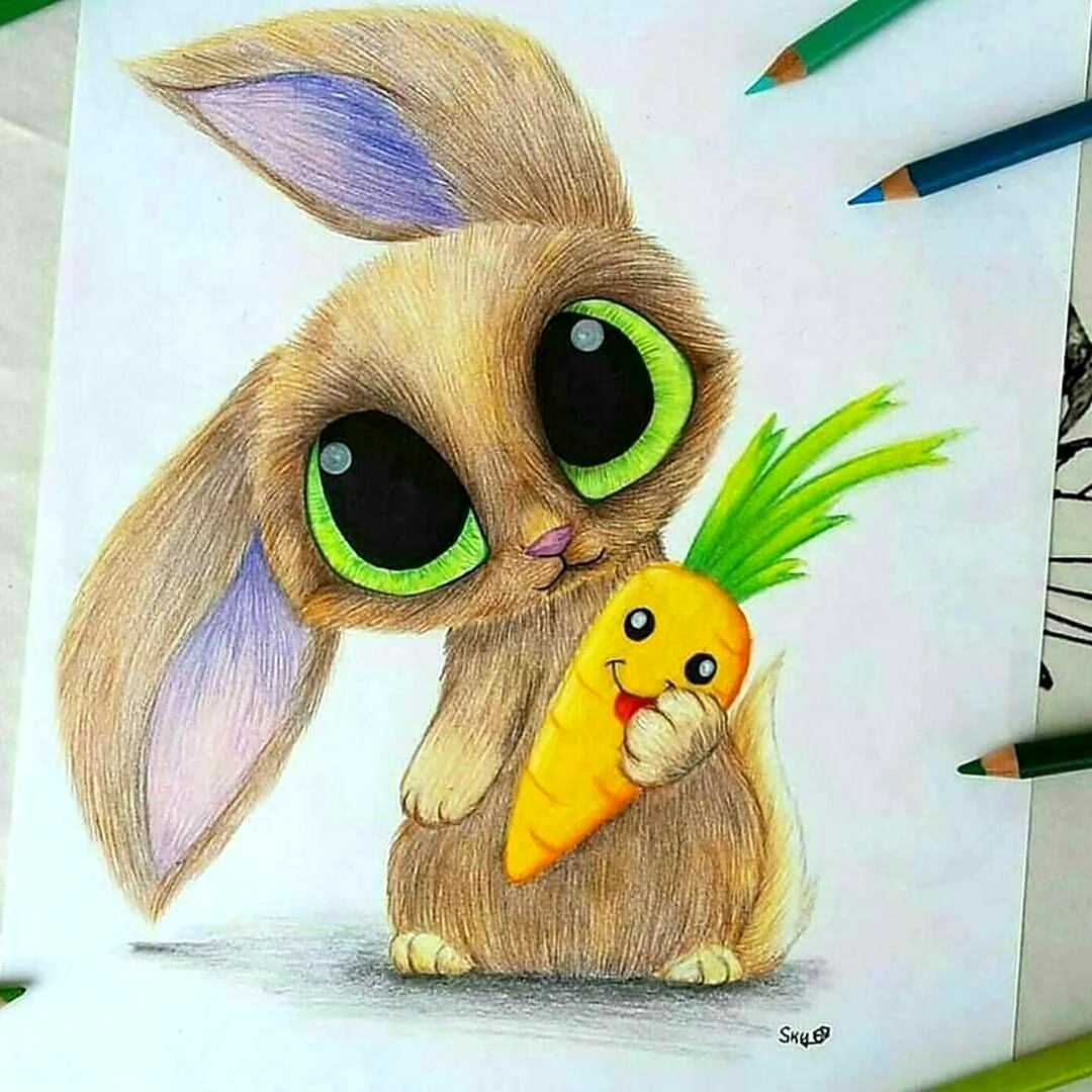 Милые зверьки карандашом