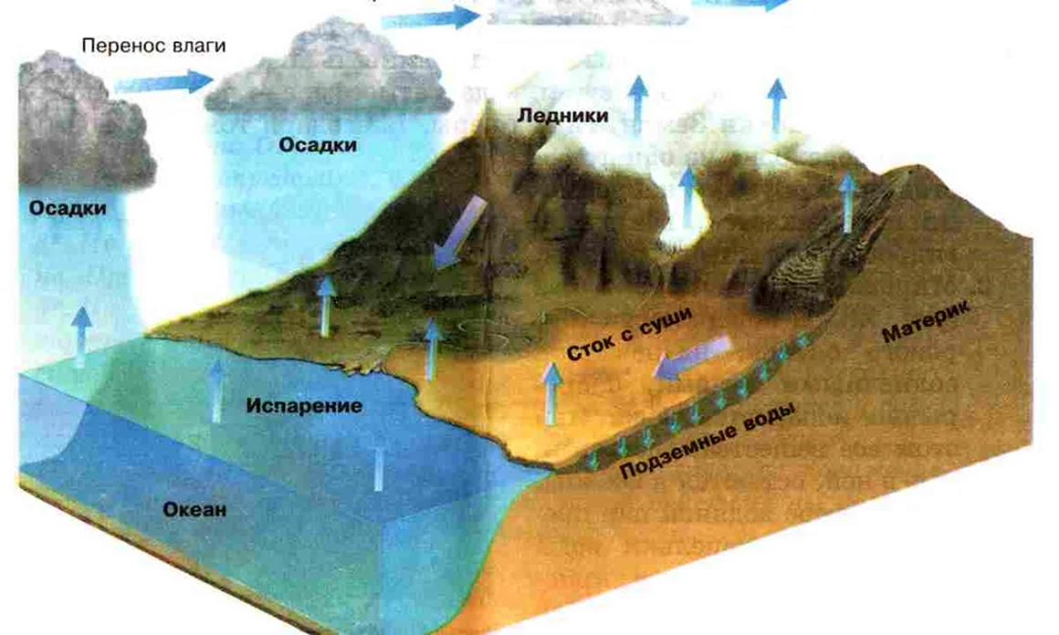 Мировой круговорот воды в природе схема
