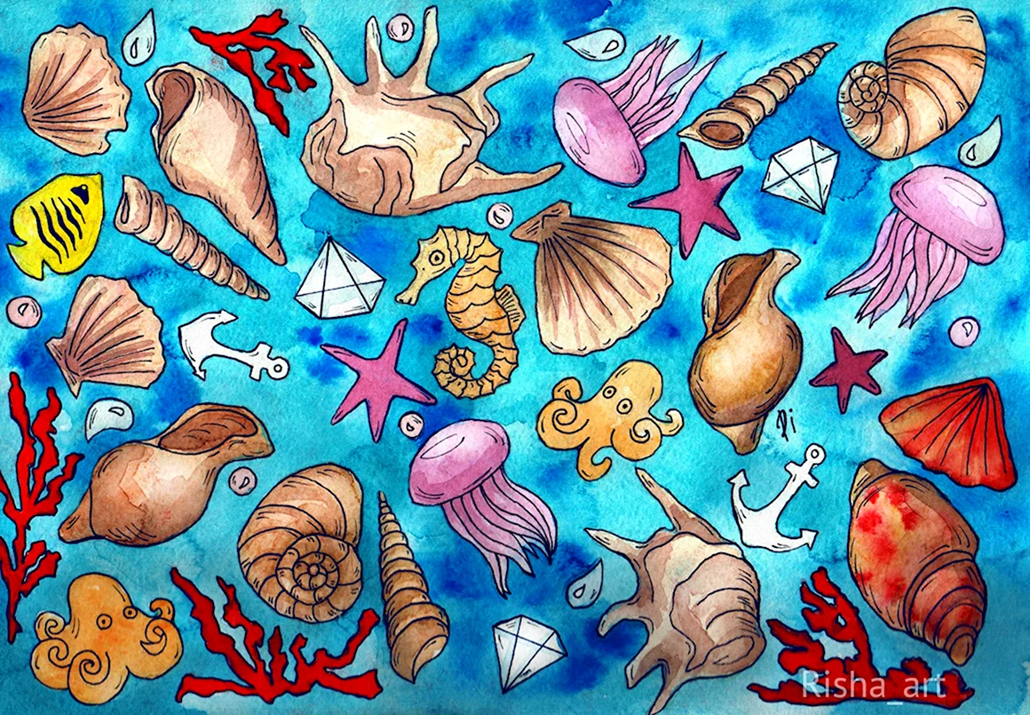 Морские животные стилизация