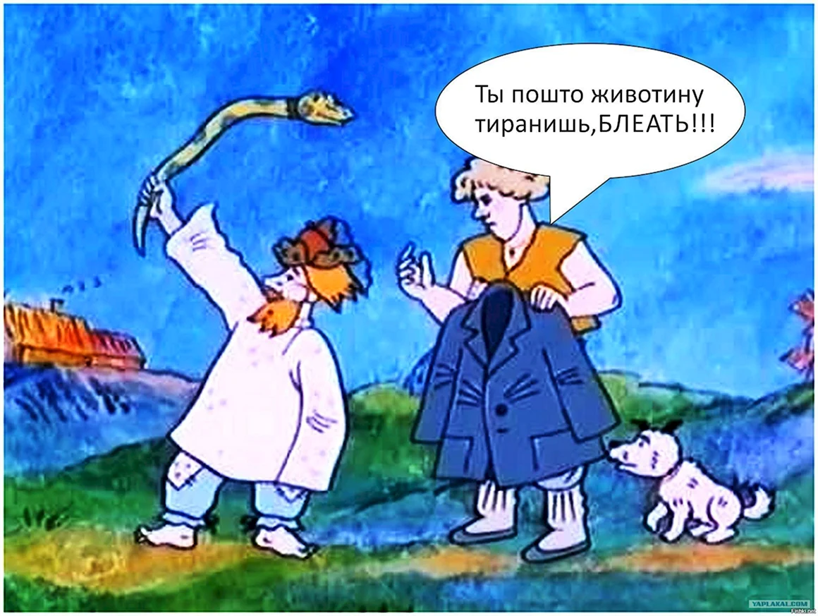 Мужик пошто животину тиранишь
