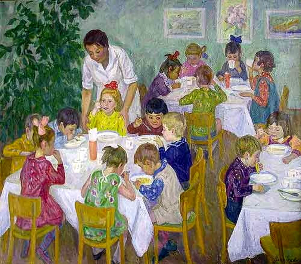 Н. Воробьева – «обед в детском саду» 1968