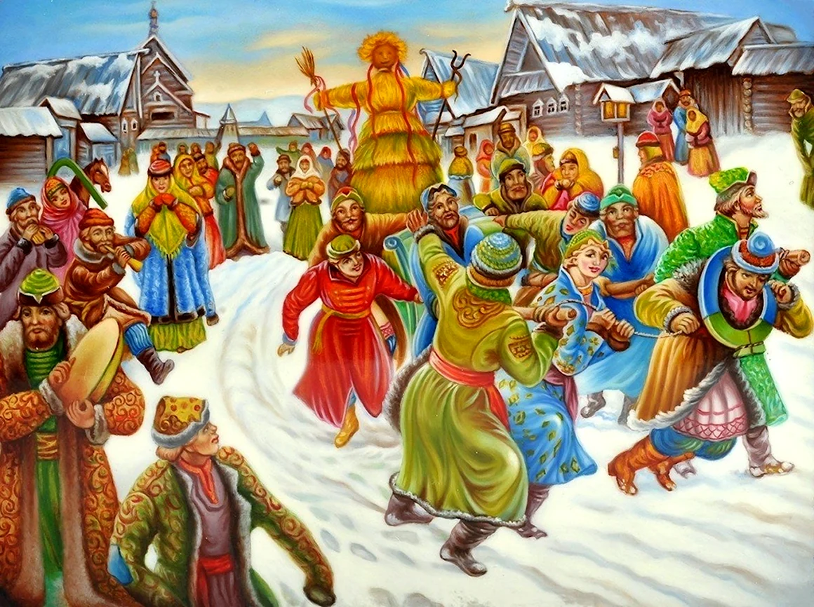Народные гуляния на Масленицу на Руси