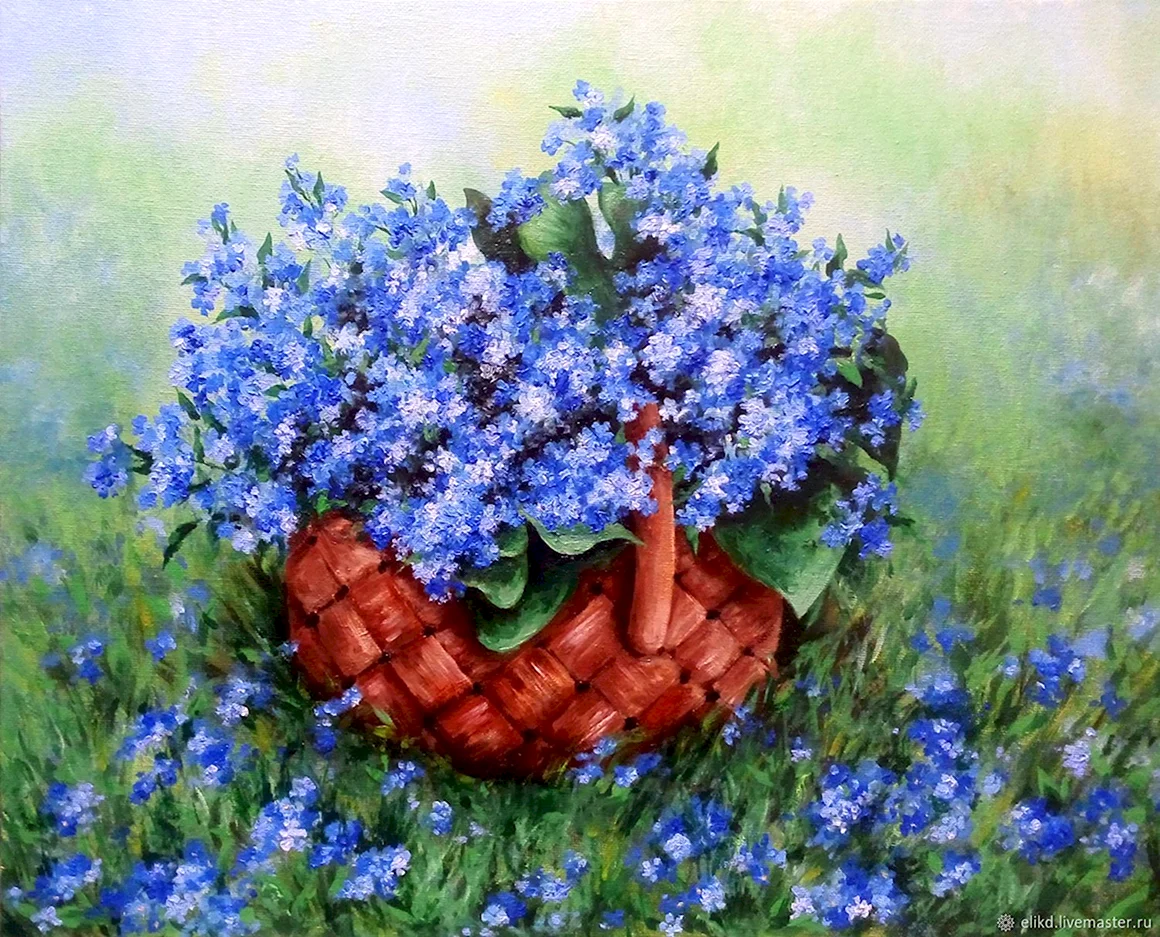 Незабудки в корзине