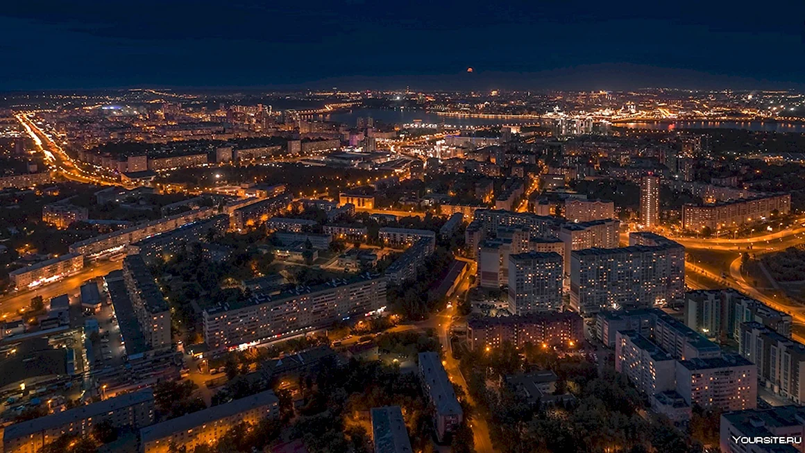 Ночной Ярославль с высоты