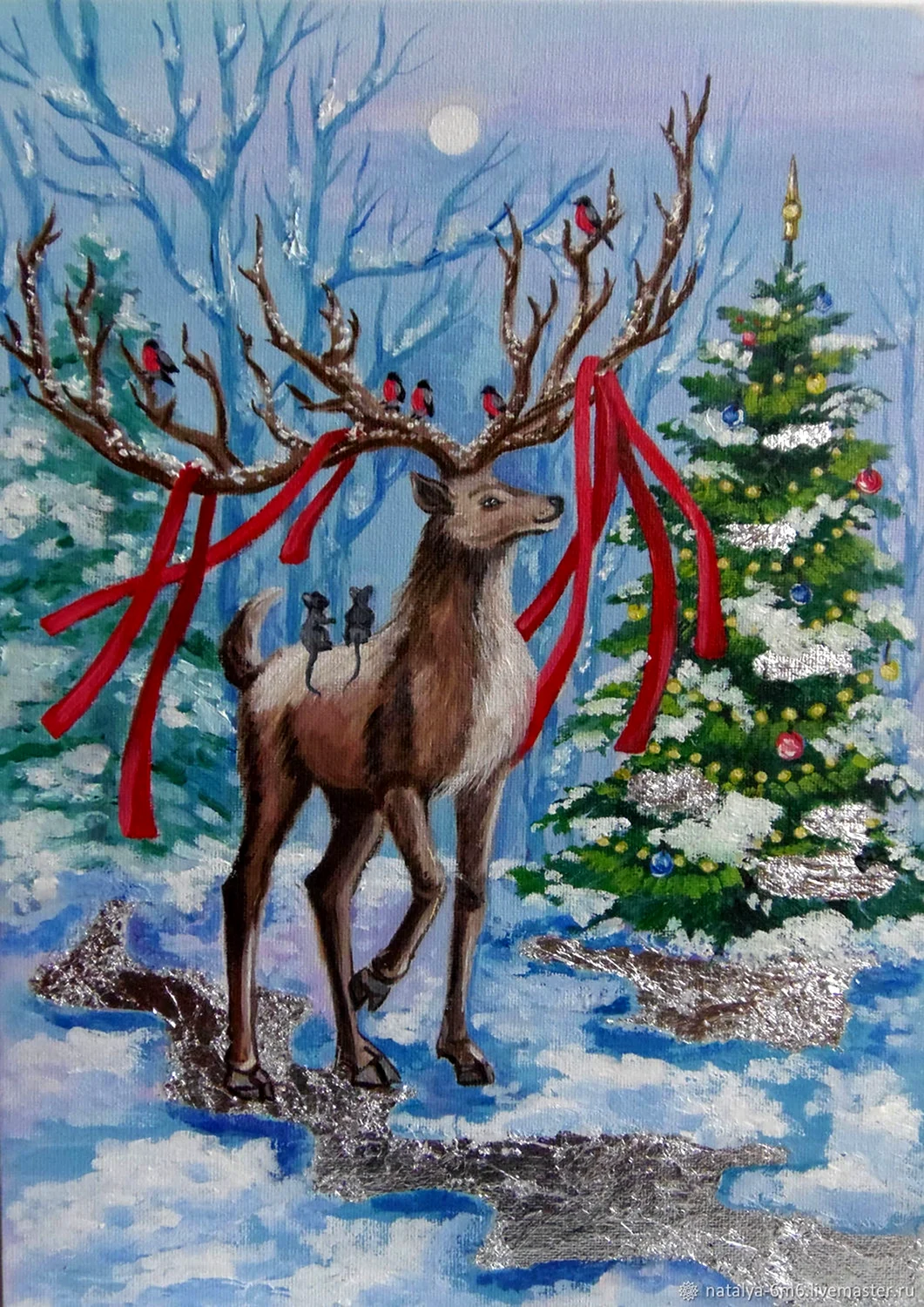 Новогодний олень арт