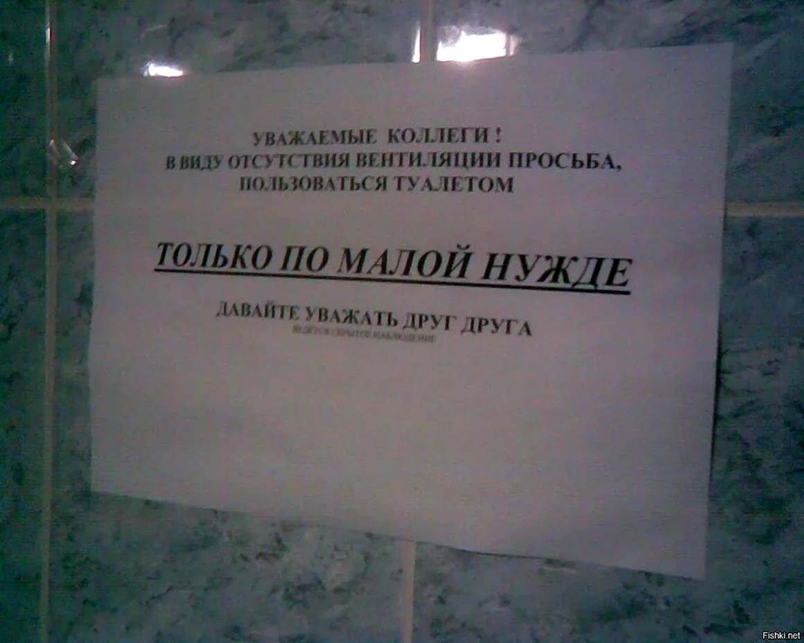 Объявления для коллег в туалете