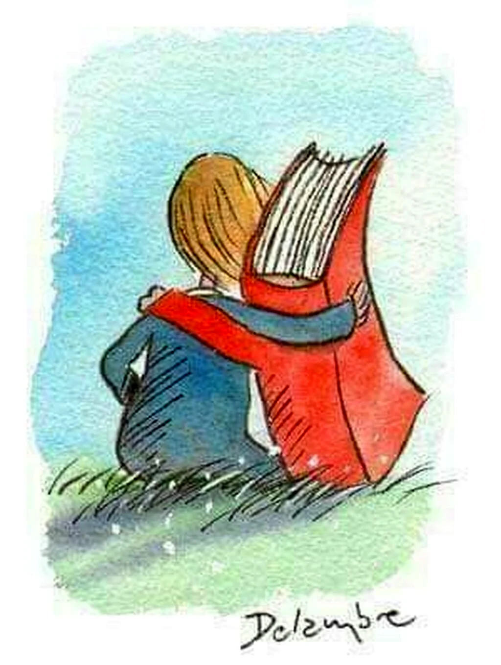 Обнимает книгу
