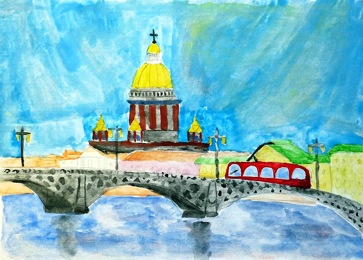 Октябрьский мост Череповец рисунок