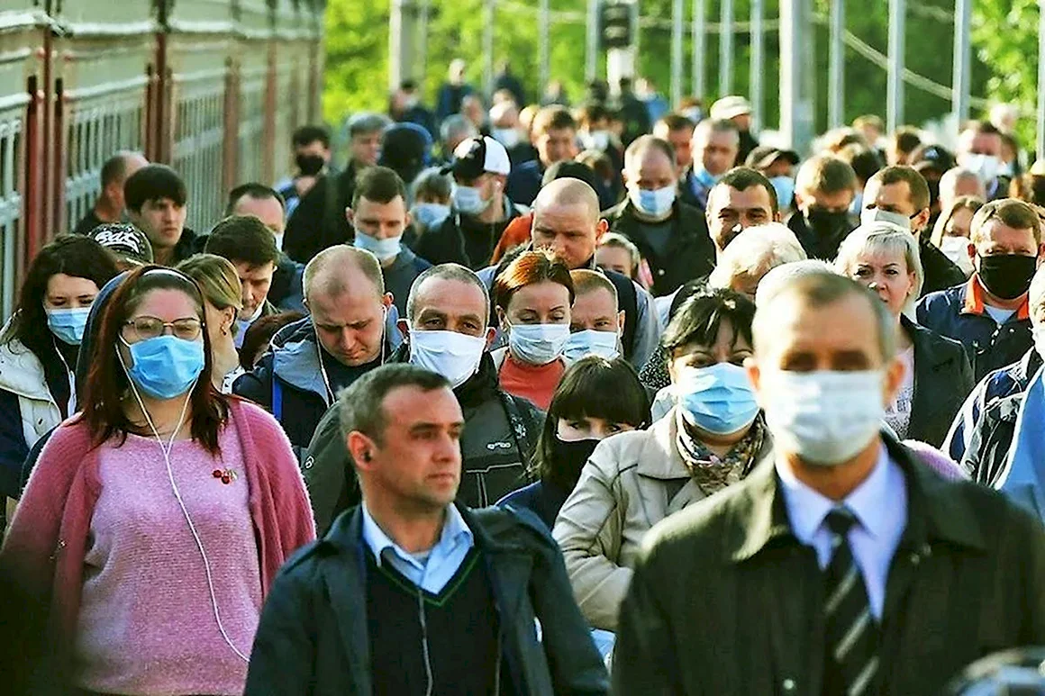 Пандемия Covid-19 в России люди в масках