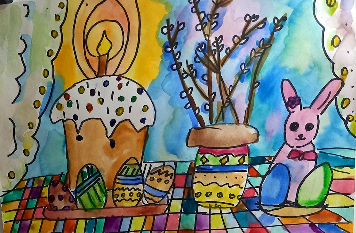 Пасхальный рисунок в школу