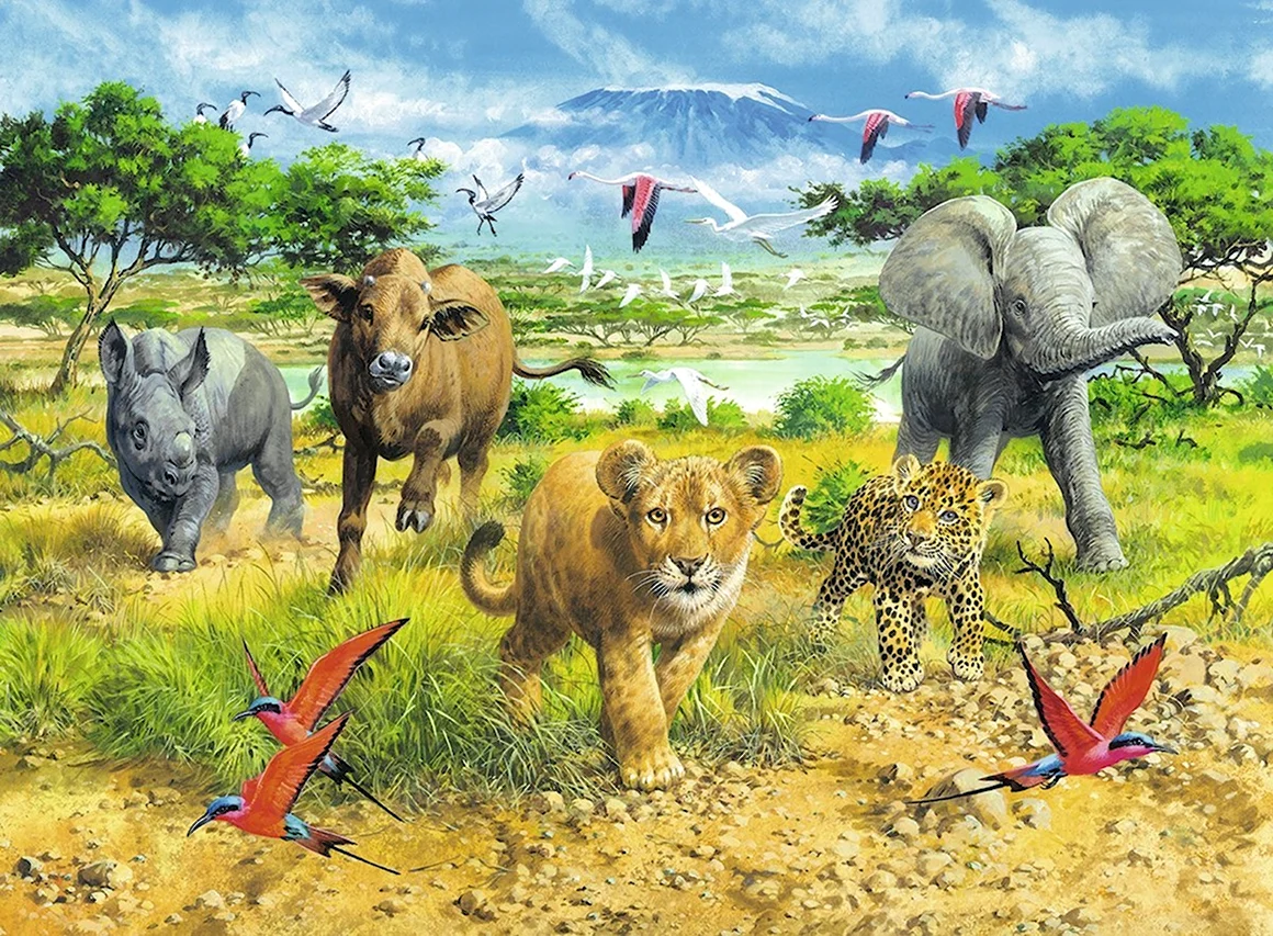 Пазл Ravensburger XXL Детеныши саванны 13219 300 дет.