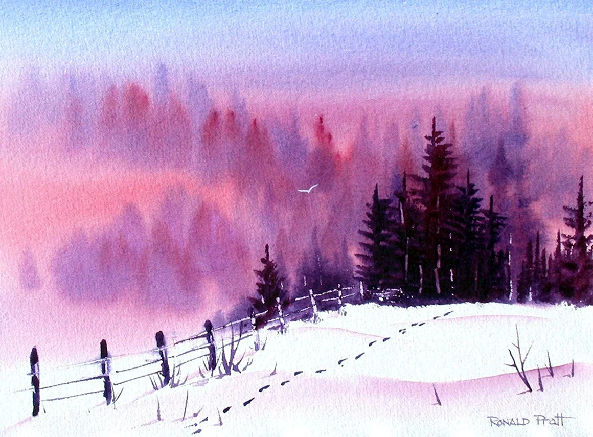 Пейзаж акварелью