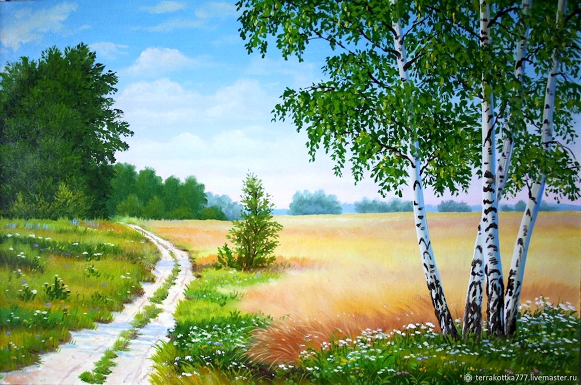 Пейзаж с березами