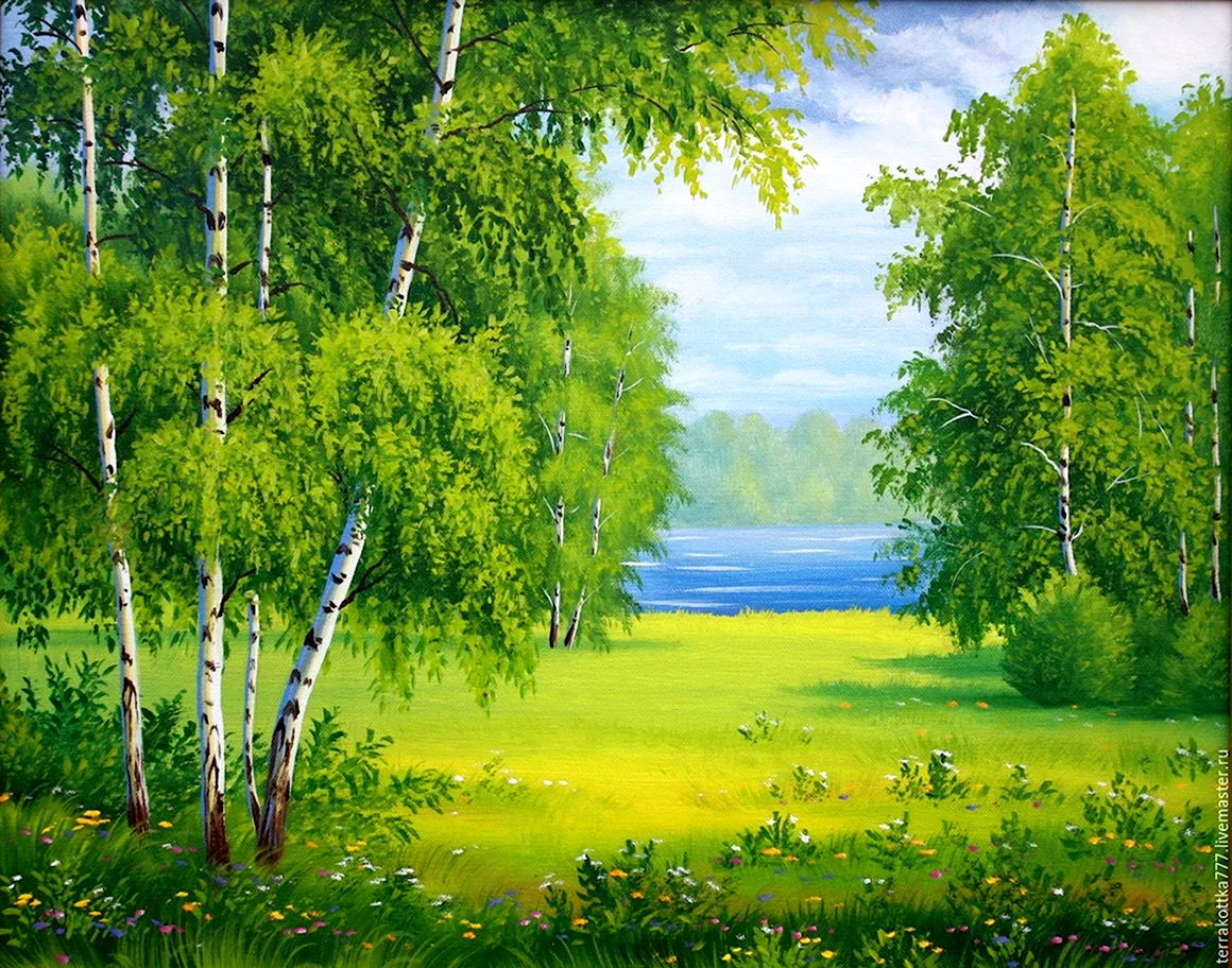 Пейзаж с березами