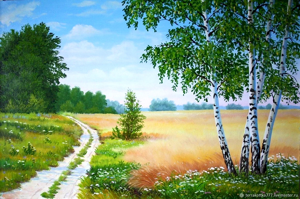 Пейзаж с березами