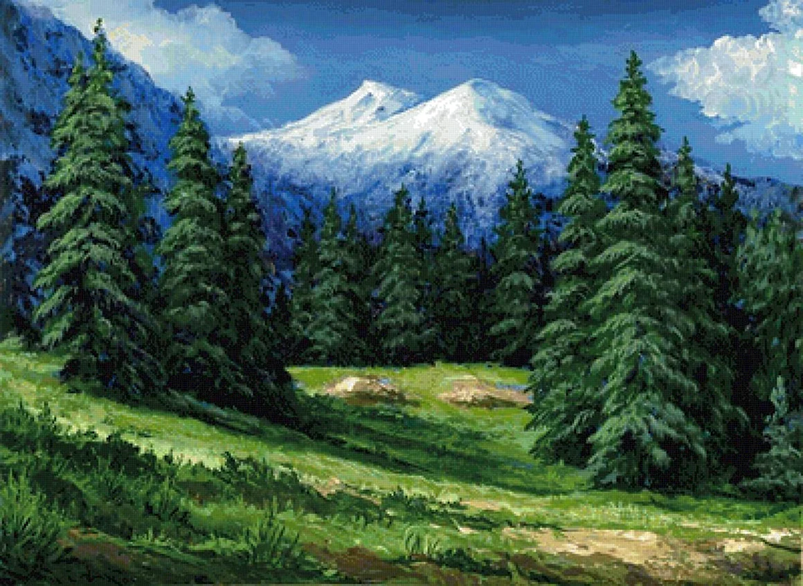 Пейзаж с елями
