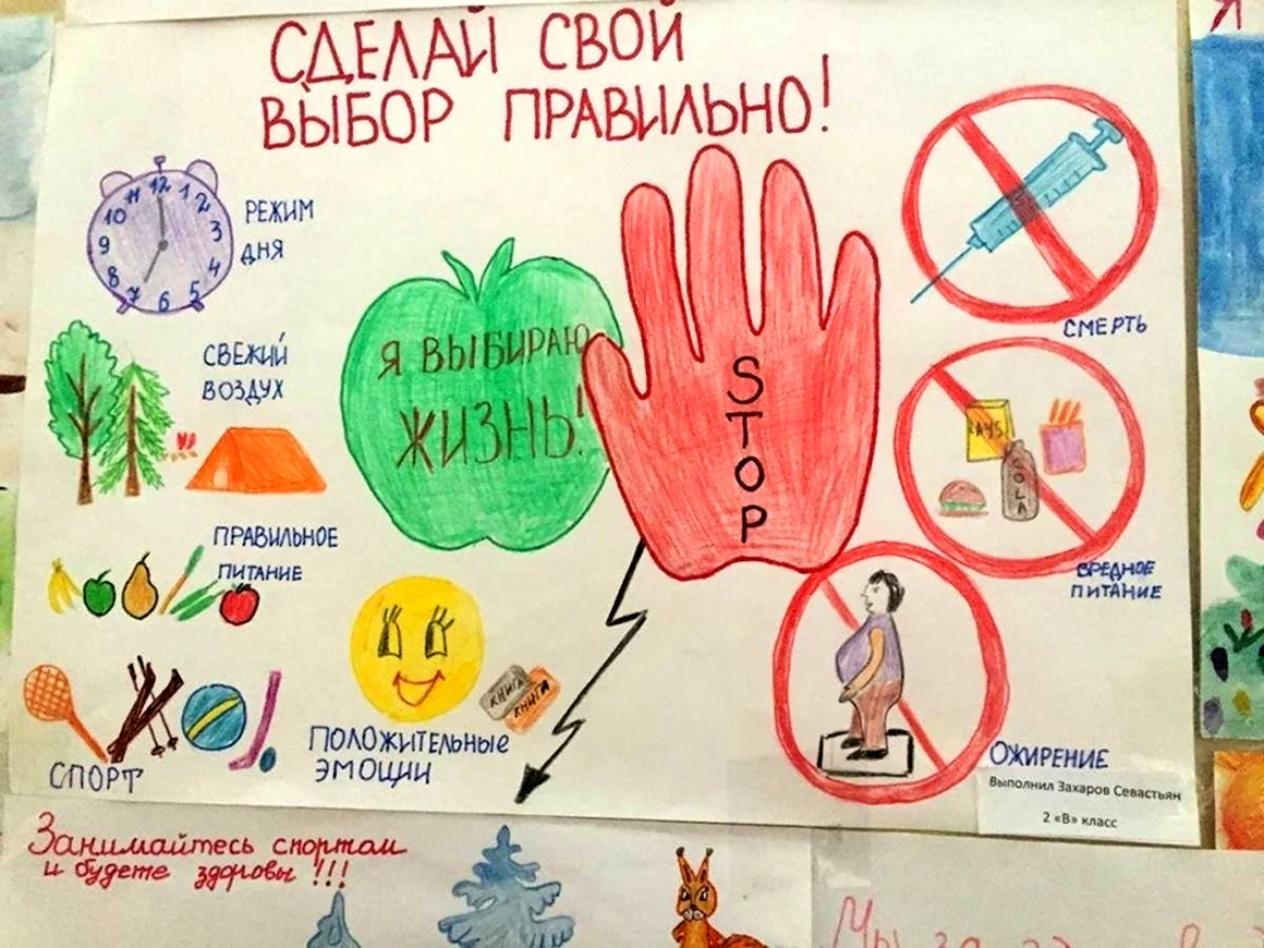 Плакат вредные привычки против здорового образа жизни