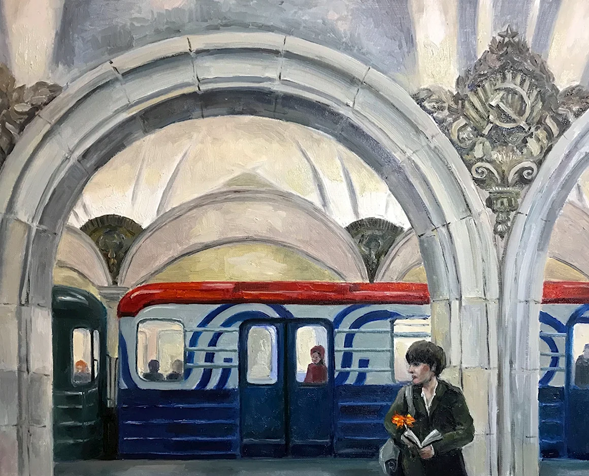 Плахотный Петр Алексеевич «на перроне Киевского вокзала» 1960