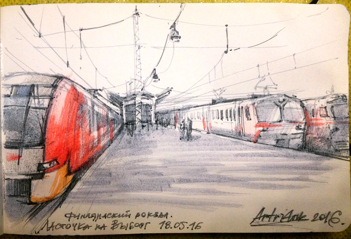 Поезд зарисовка