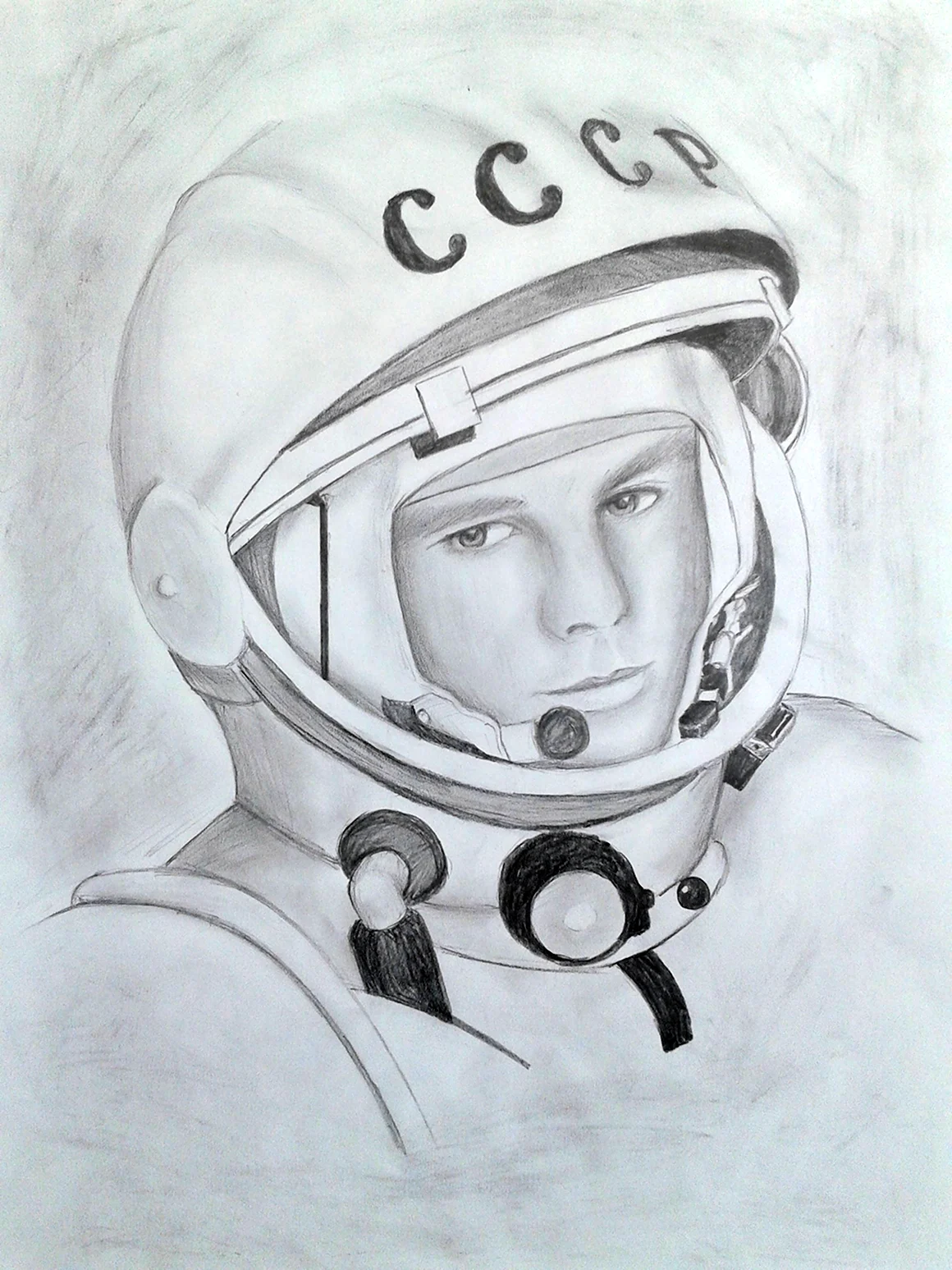 Портрет Гагарина в скафандре