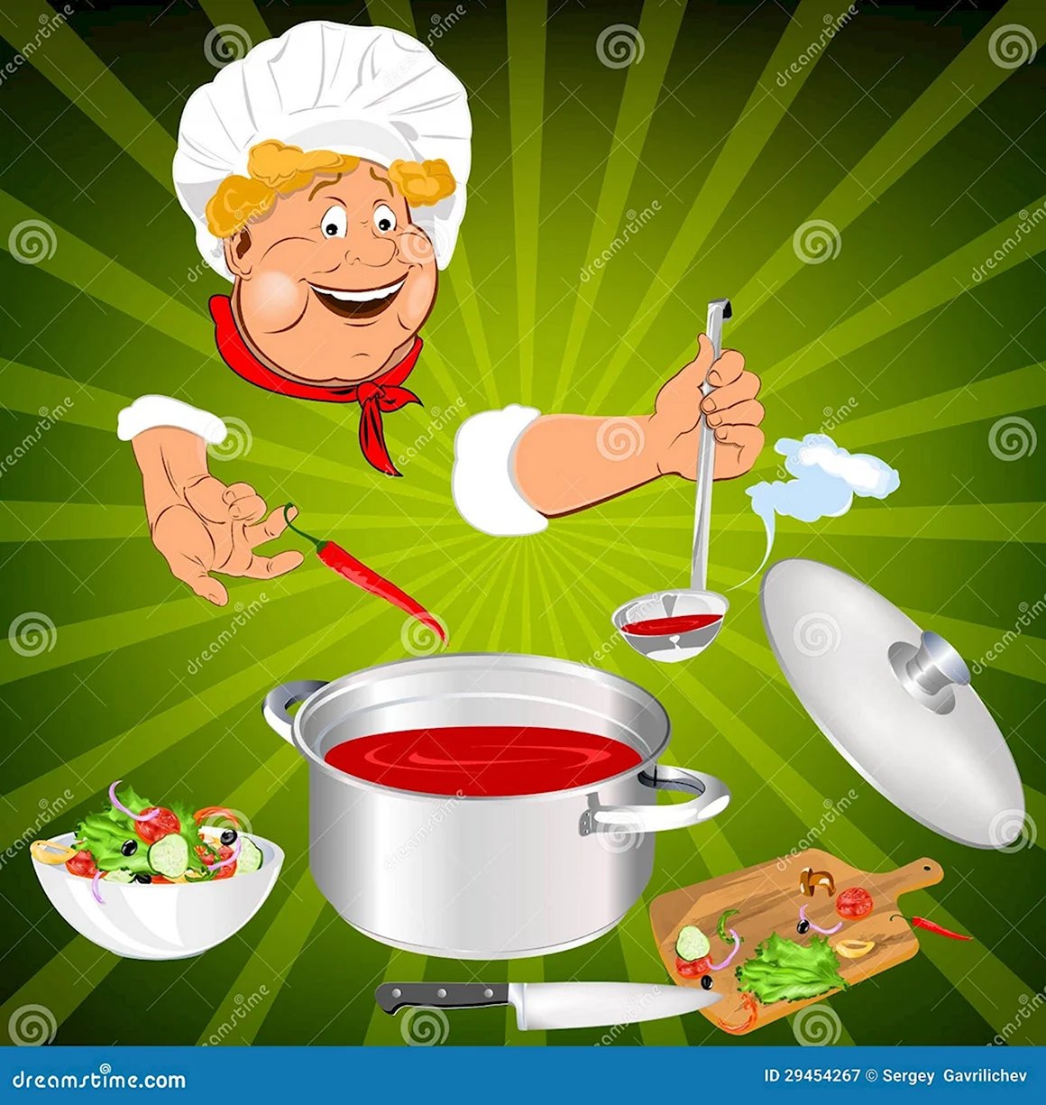Повар с кастрюлей