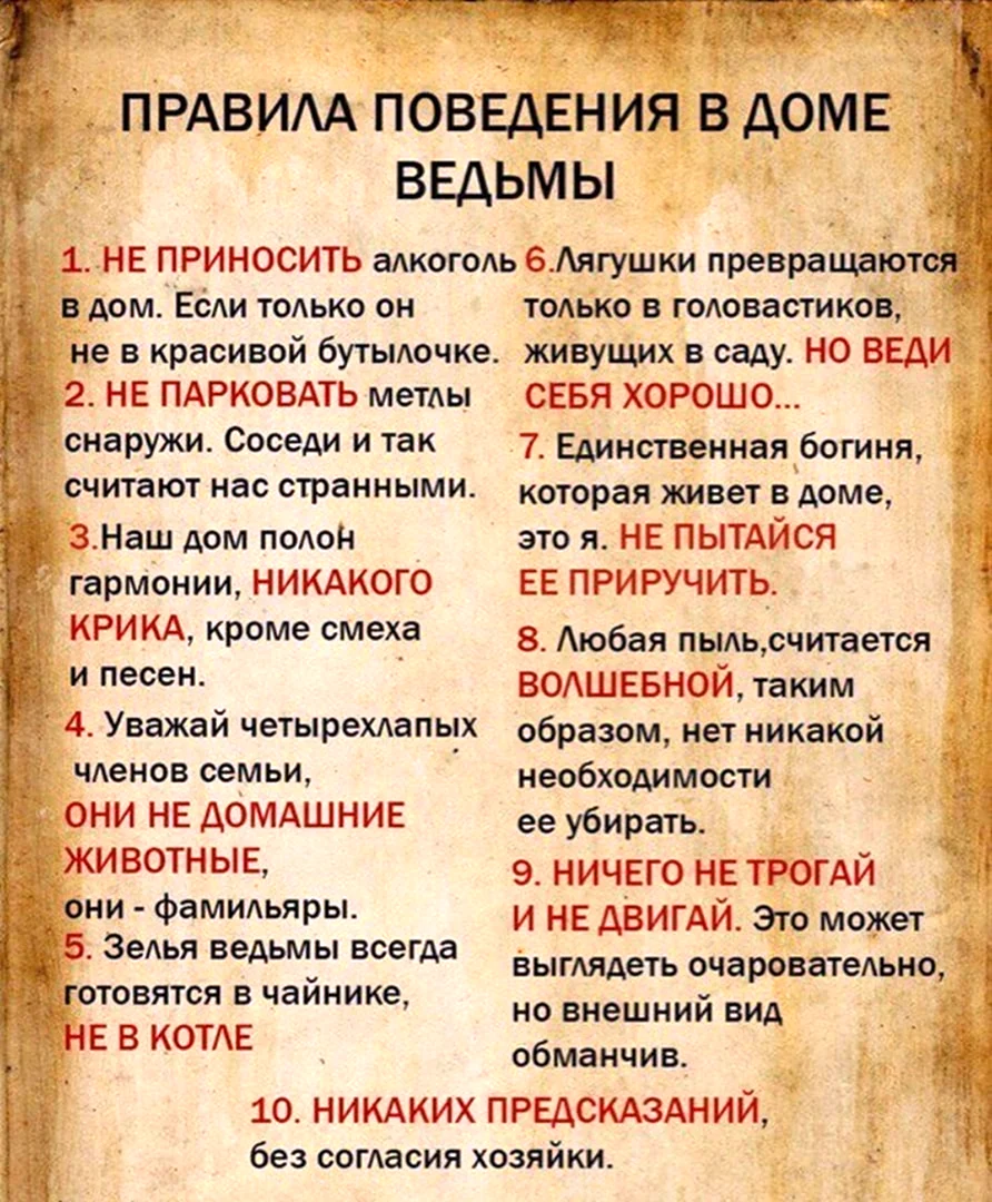 Правила поведения в доме ведьмы