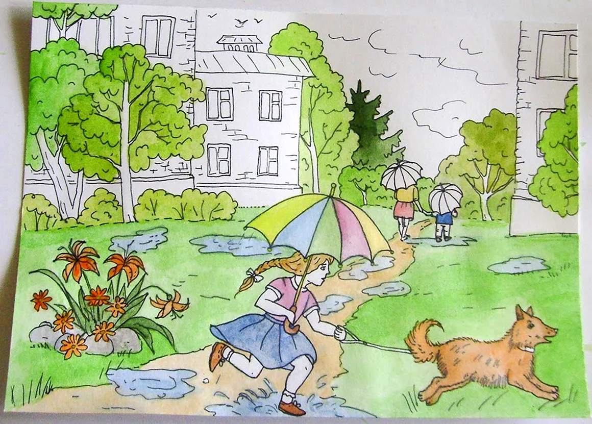 Природа в городе рисунок